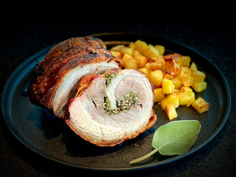 Porchetta von der Rotisserie