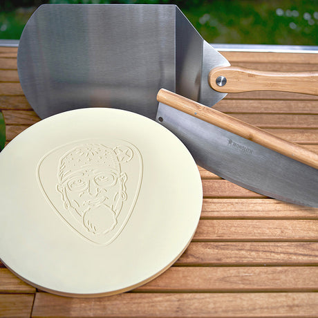 Pizza bundle with Stefan Marquard Edition pizza stone, pizza cutter & pizza server